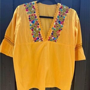 Vintage Mexican Embroidered Peasant Top